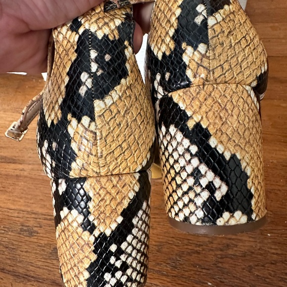 Aldo yellow snakeskin mix block heels 9 - Picture 3 of 7